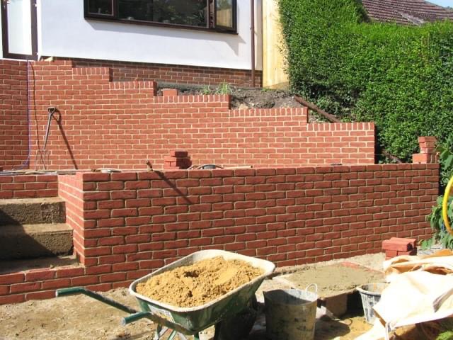 Front garden retaining wall and steps — Brickwork, Landscaping
